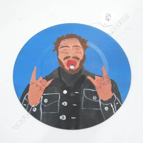 H/PAINTED RECORD SINGLE OF POST MALONE SIGNED HANNAH