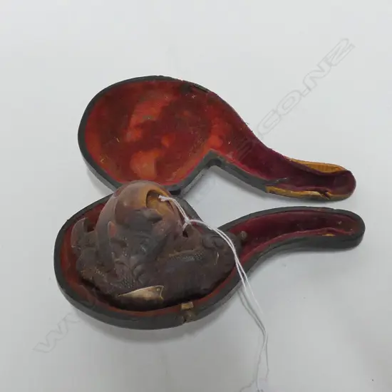 VICT. CARVED BRIAR PIPE CASED. CLAW & DRAGON...