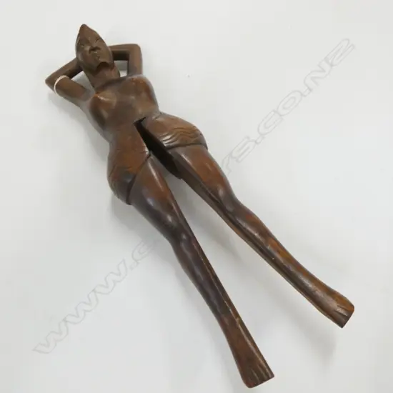 PITCAIRN ISLAND CARVED WOOD LADY NUTCRACKER
