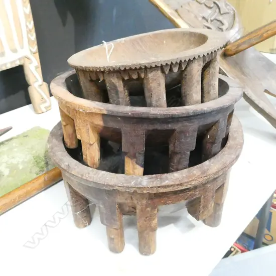 3 PACIFIC ISLAND KAVA BOWLS D 340 MM