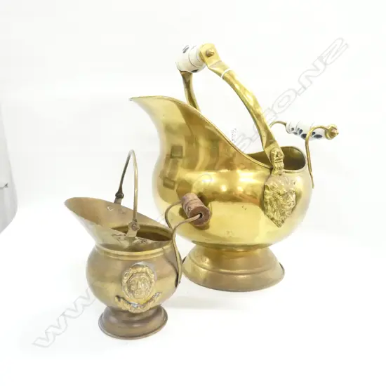 2 DUTCH BRASS SCUTTLES, H.380mm