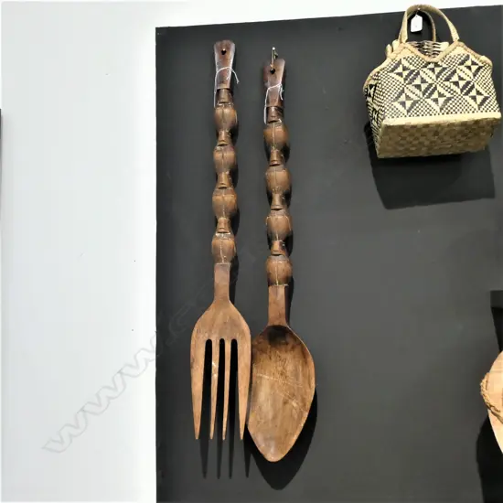 LARGE WOODEN FORK & SPOON L. 875MM