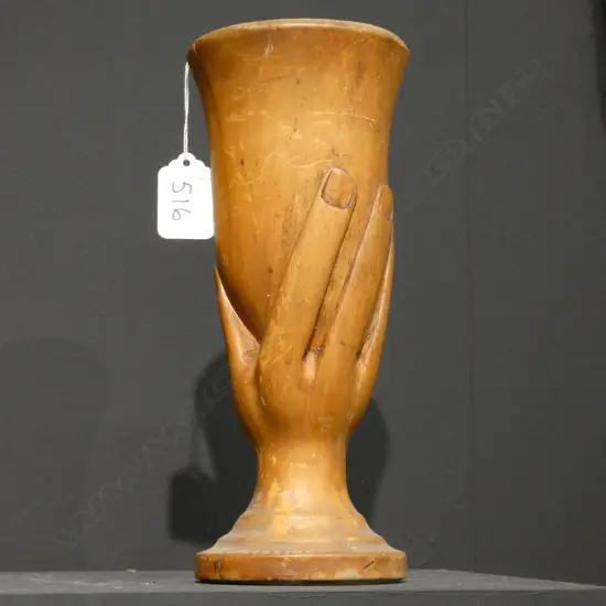 PITCAIRN ISLAND CARVED WOODEN HAND GOBLET.220MM