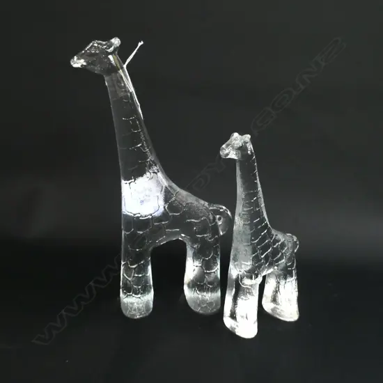 A PAIR OF GLASS KOSTA BODA GIRAFFES H 240 MM