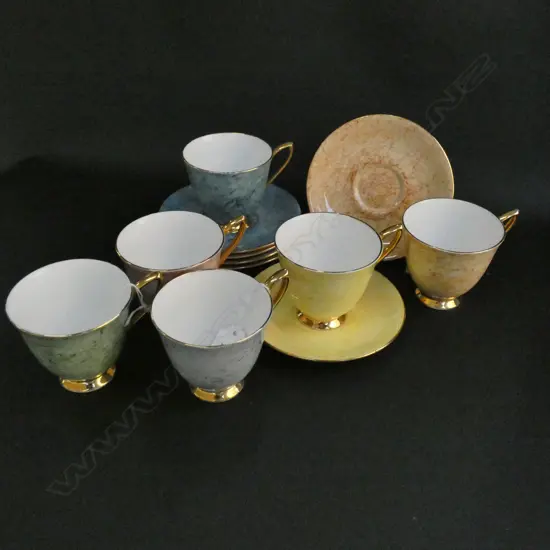 SET OF 6 R/ALBERT GOSSAMER CUPS & SAUCERS 