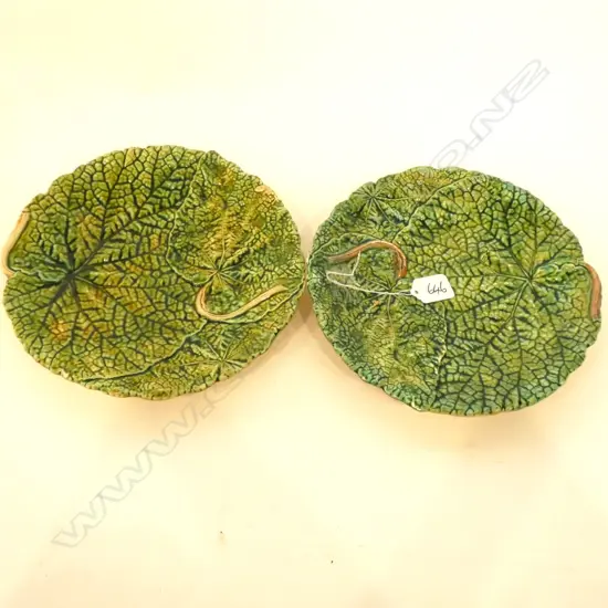 TWO ANTIQUE MAJOLICA PLATES (AF)