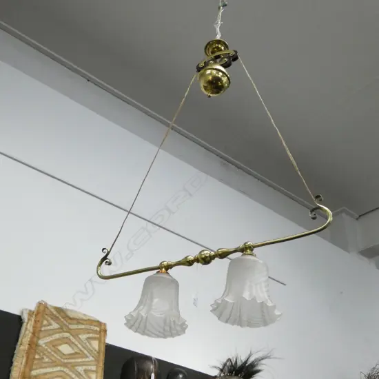 BRASS RISE & FALL LIGHT FITTING