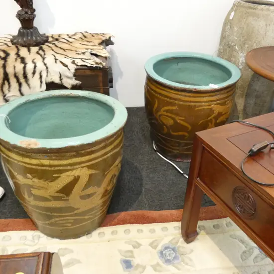 PR LGE CERAMIC DRAGON GARDEN POTS H. 435MM