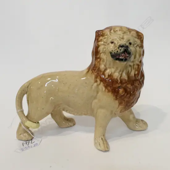 19THC STAFFORDSHIRE LION A/F