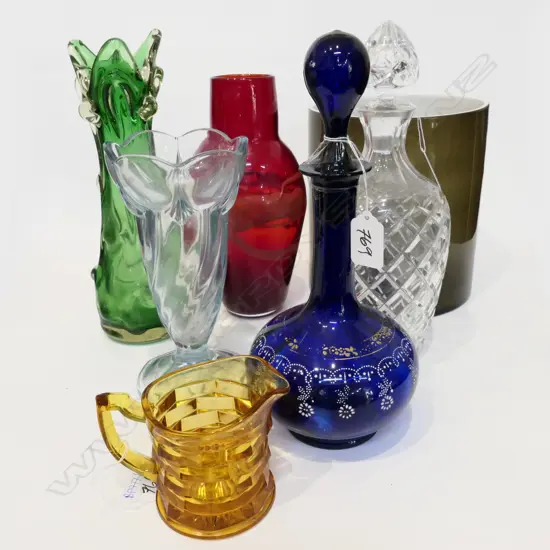 7 PCES ASST. GLASS INCL. 2 DECANTERS ETC