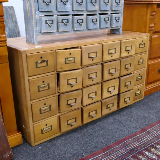 CHEMISTS WOODEN FILING CABINET L. 980 MM