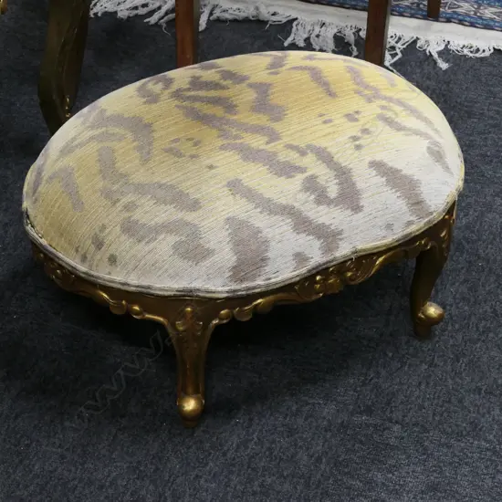 GILT UPHOLSTERED STOOL L. 600MM