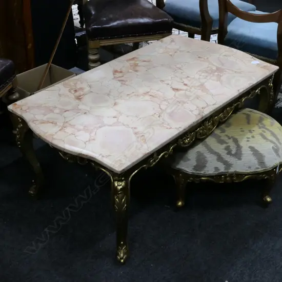 MARBLE TOPPED GILT COFFEE TABLE 
