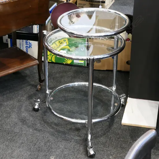 EILEEN GREY STYLE CHROME TEA TROLLEY