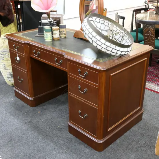 LEATHER TOP DESK W. 1420MM
