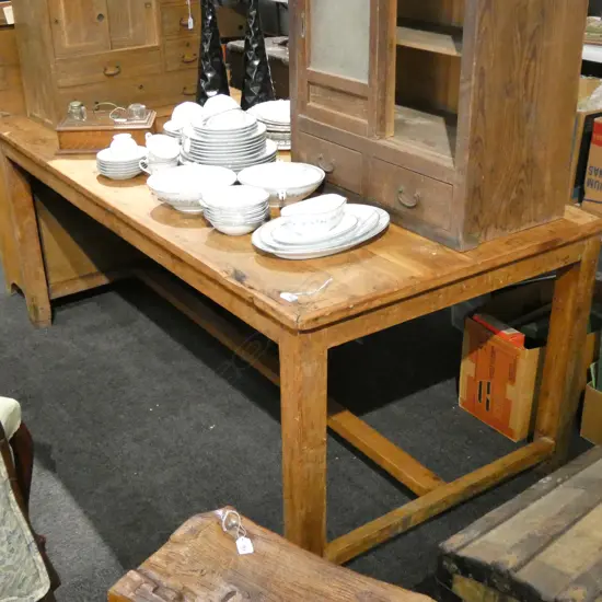 FRENCH STYLE HARDWOOD REFECTORY DINING TABLE