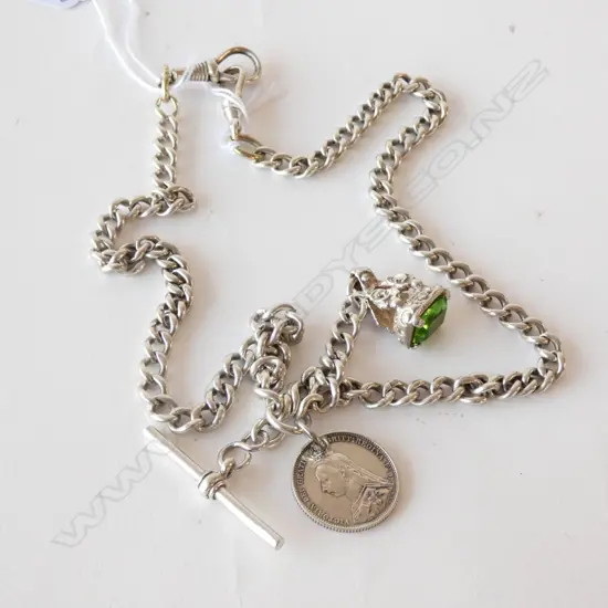SILVER FOB CHAIN WITH SEAL 40.55gm