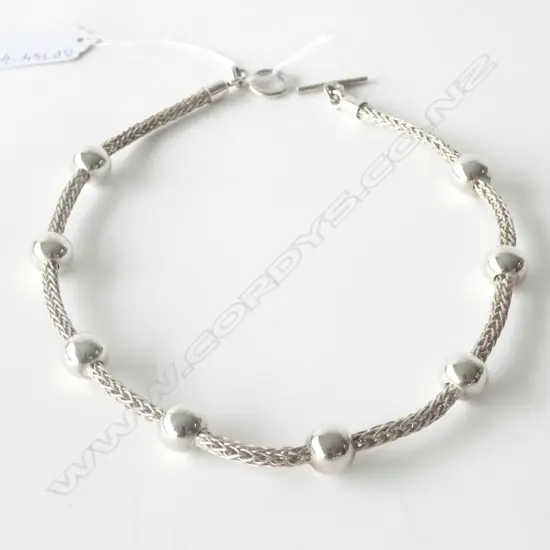 SILVER NECKLACE - PLAITED CHAIN AND BALLS
