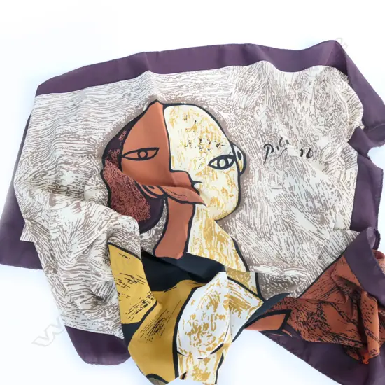 CREPE DE CHINE PICASSO SCARF HAND FINISHED 850MM SQ