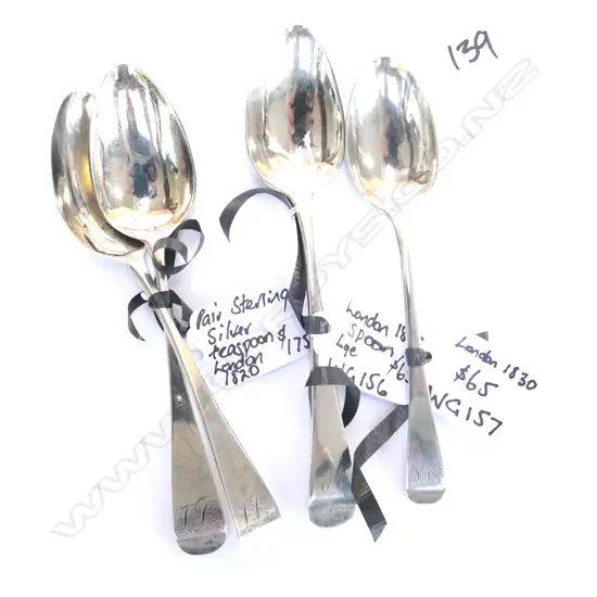 4 GEORGIAN SILVER TEASPOONS, LONDON 1820 & 1820