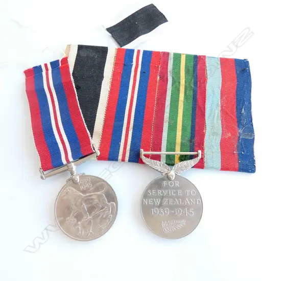 2 NZ WWII SERVICE MEDALS ETC