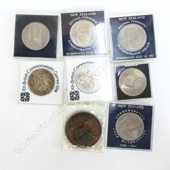 ASSORTED NZ COMMEMORATIVE COINS IN INDIVIDUAL PLASTIC COVERS