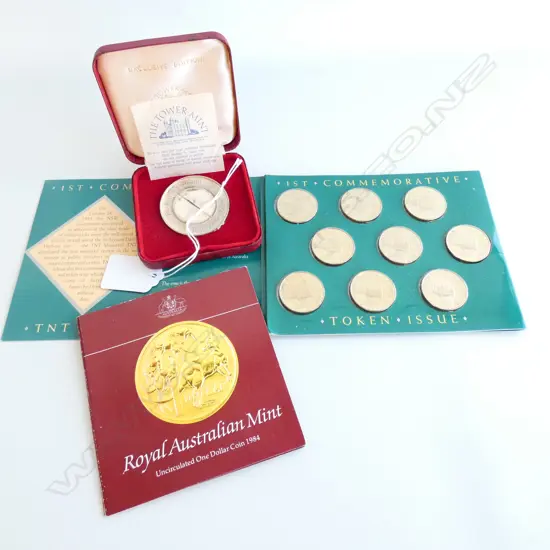 STG SILVER COIN LONDON 1985 + 2 AUSTRALIAN COIN ISSUES