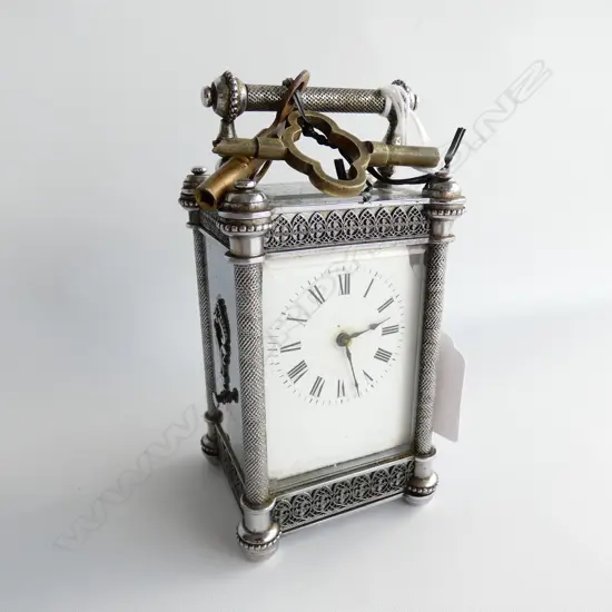 EARLY 20THC S/PLATE CARRIAGE CLOCK