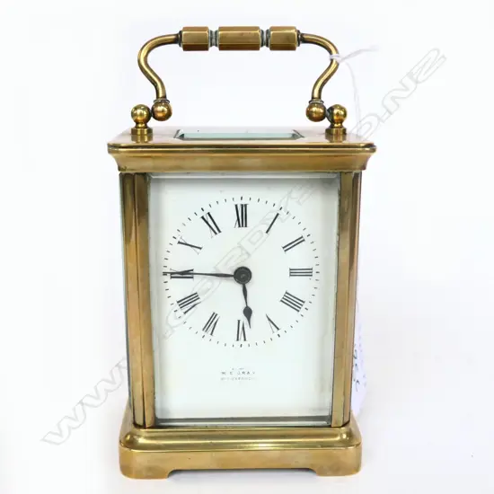 ENGLISH CARRIAGE CLOCK, W.E. GRAY, H 115MM
