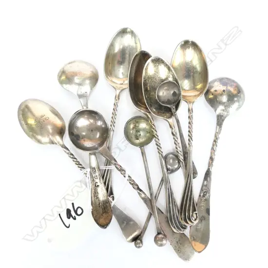 6 STG SILVER TEASPOONS + TONGS