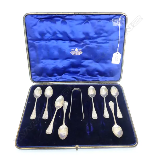 9 PIECE BOXED SILVER TEASPOON SET, LONDON 1902, ALL IN BOX FOR 12 PIECE SET