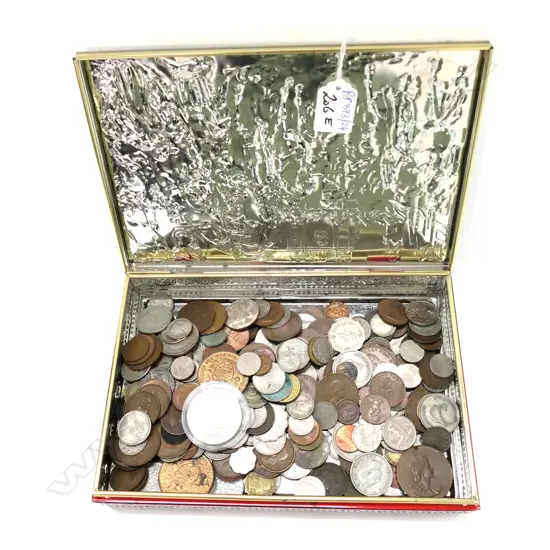 TIN BOX CONTAINING  COLLECTION VINTAGE COINS