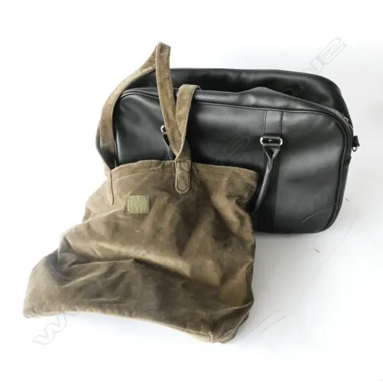 2 MENS BAGS, FAUX LEATHER & HERSCHEL CORD