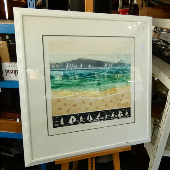 CYNTHIA TAYLOR LTD ED ETCHING 'SAILS ON THE HARBOUR'