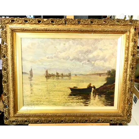 ARTIST UNKNOWN, ENGLISH 19thC OIL ON BOARD, COASTAL SCENE