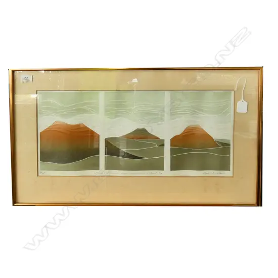 RONA SWALLOW ETCHING ‘ON EACH VOLCANO ONCE STOOD A MAORI PA’