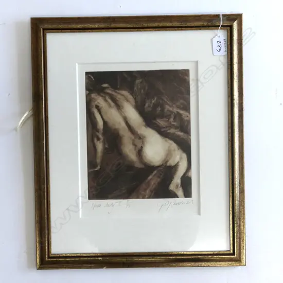 ART WORK ON PAPER OF FRAMED NUDE STUDY SIGNED G.D RANDERSON 8/15