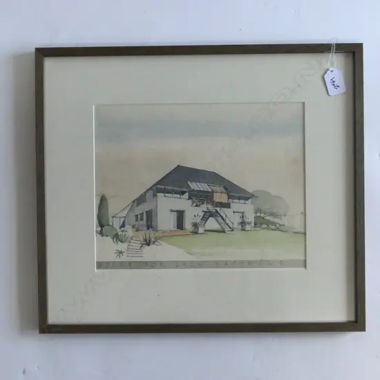 FRAMED WATERCOLOUR ON PAPER "HOUSE FOR LADY MATTHEWS" BY SIR MILES