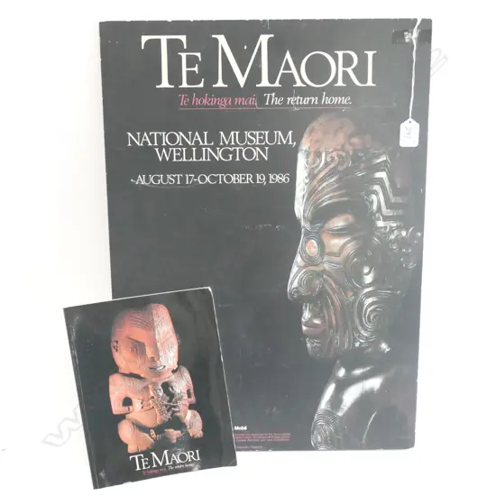 ORIGINAL 1986 TE MAORI EXHIBITION ADVERTISING POSTER + ORIGINAL BOOK 600MM
