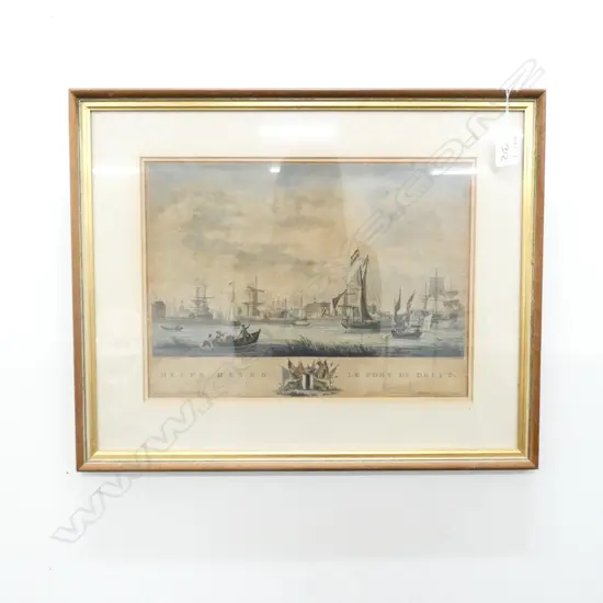 FRAMED COLOURED LITHOGRAPH ON PAPER AMSTERDAM 1780  360MM  X 260MM