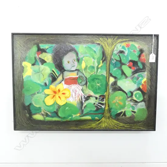 SARAH COLEMAN  OIL ON BOARD "MAORI DOLL" 410  MM X 620 MM