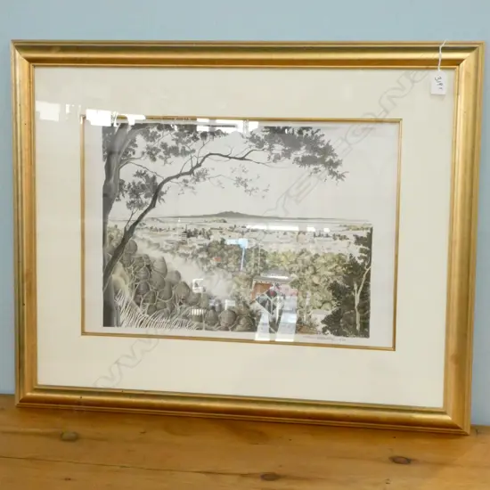 JOHN CRIGHTON 'THE VIEW FROM MT EDEN' LITHOGRAPH 14/165 440 X 330MM IMAGE