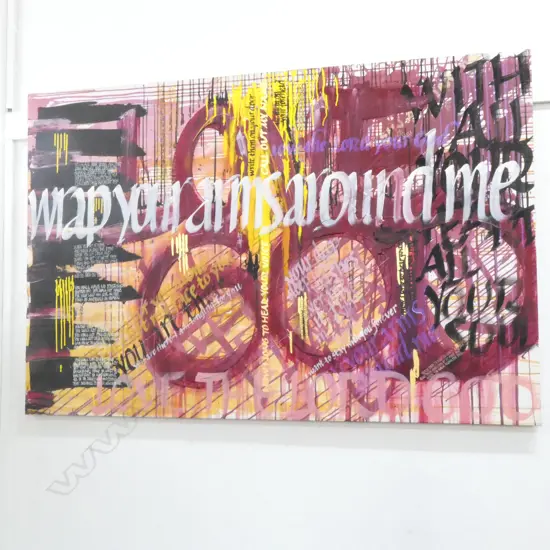 - LARGE BALINESE OIL ON CANVAS MODERN ART PAINTING