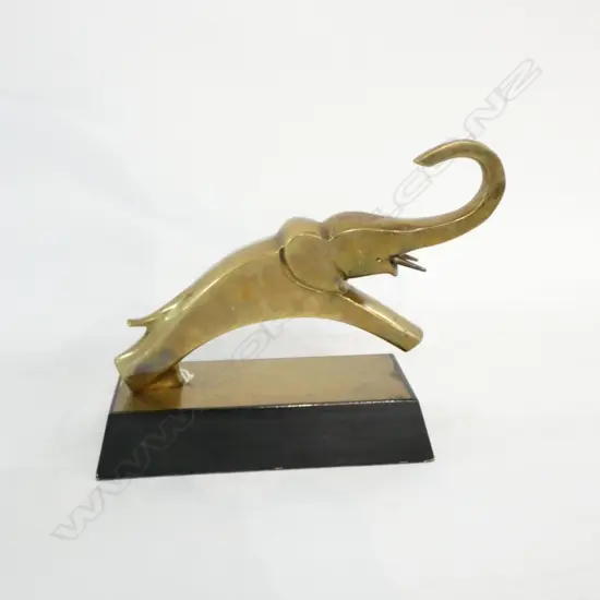 ART DECO INSPIRED BRASS CUBIST MODEL RUNNING ELEPHANT