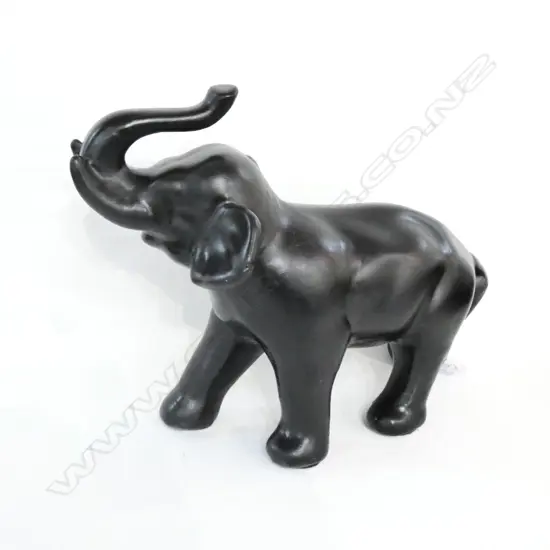 BLACK FINISHED POTTERY ELEPHANT