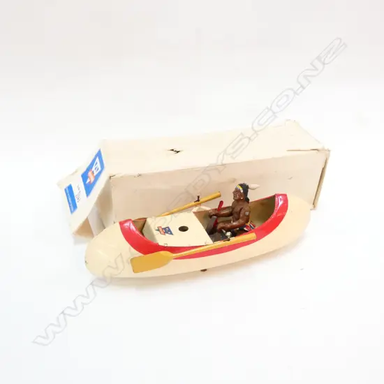 TINPLATE WINDUP NATIVE AMERICAN CANOE "ARNOLD" IN ORIGINAL BOX
