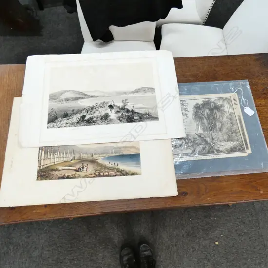 Five unframed antique prints