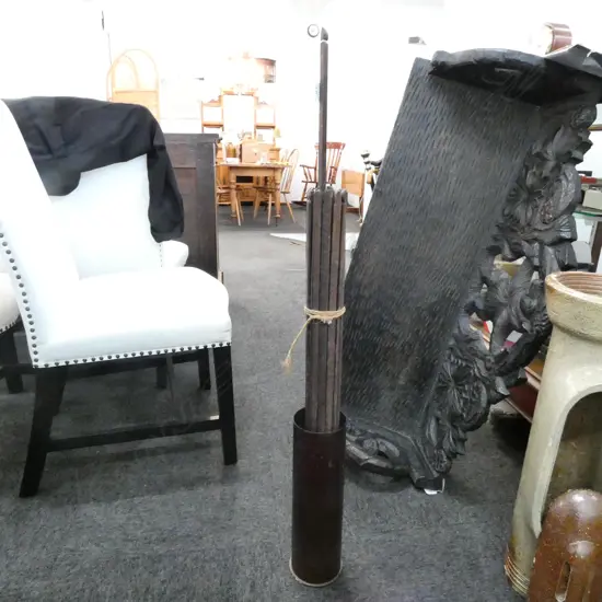 WWII CARTRIDGE SHELL + WOODEN STICKS