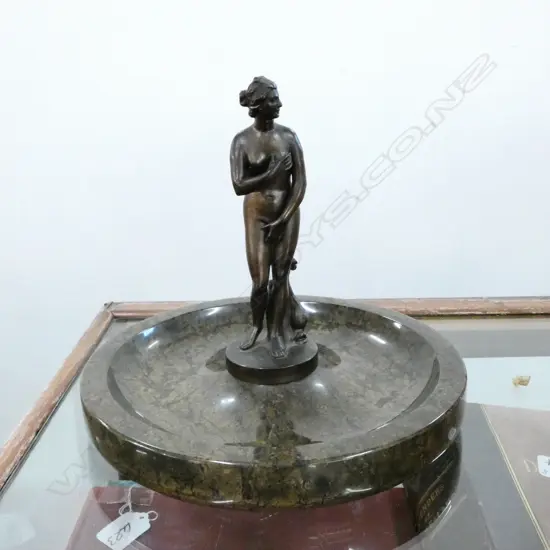 MARBLE BASED BRONZE? LADY, DISHED SCULPTURE, H.200mm