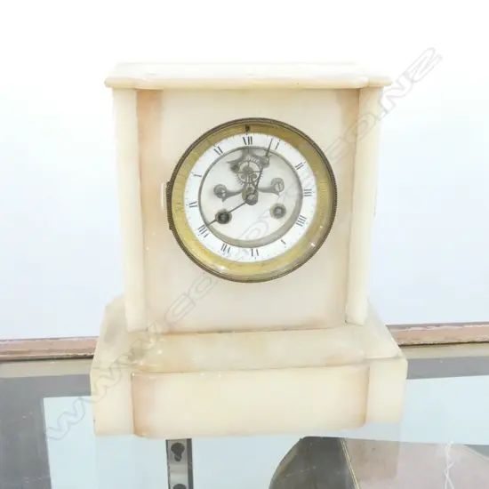 VICTORIAN ALABASTER MANTEL CLOCK H.250mm